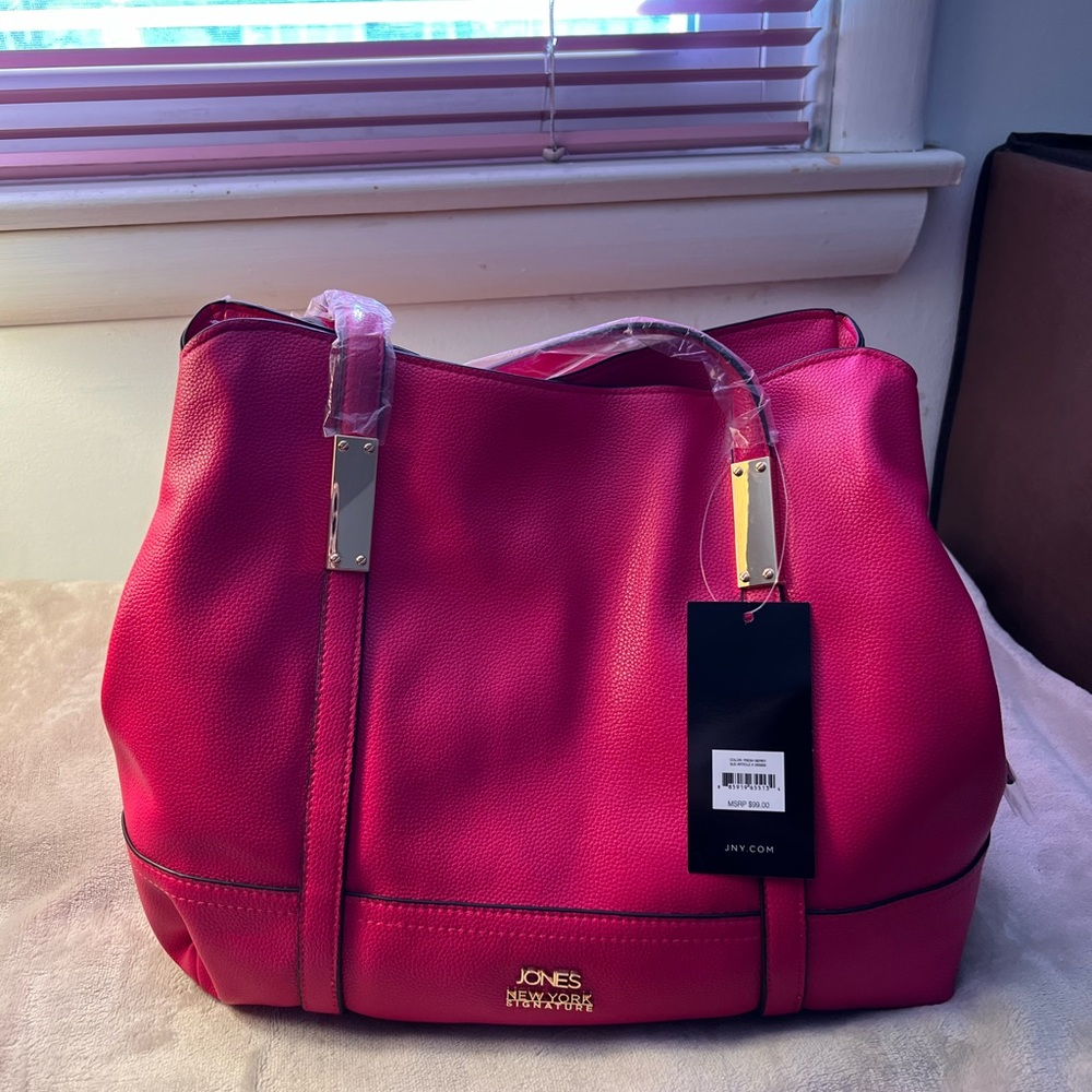 Jones New York bag in hot pink, large. NWT